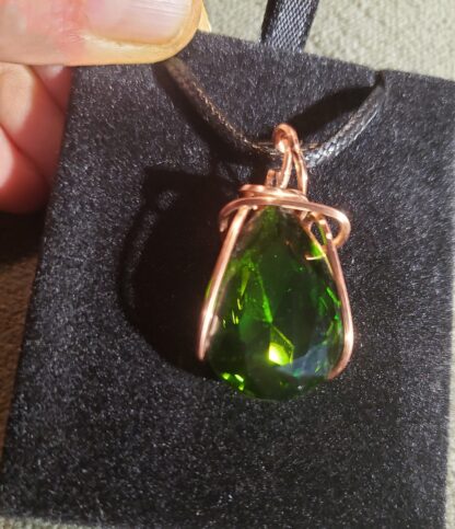 25x18mm "Elven Emerald" Sparkling and Stunning Green Handmade Copper Designer Viking European Crystal Pendant - Image 6