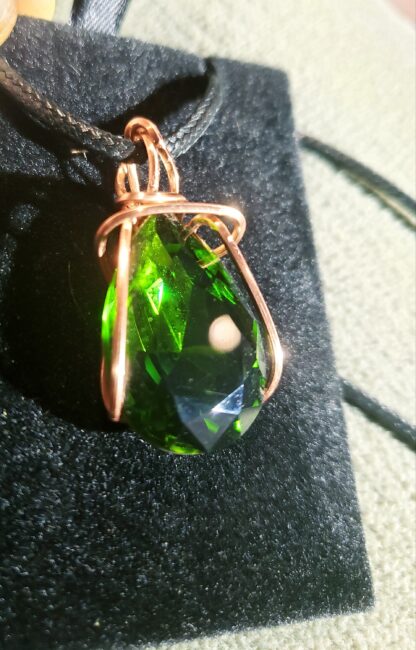 25x18mm "Elven Emerald" Sparkling and Stunning Green Handmade Copper Designer Viking European Crystal Pendant - Image 5