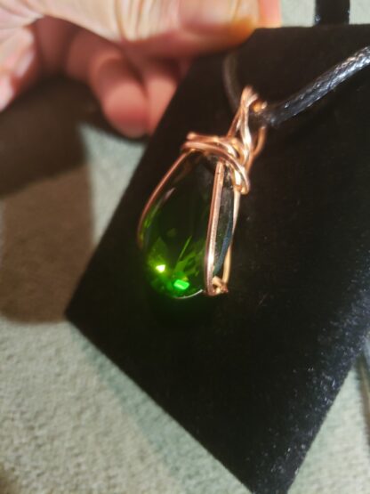 25x18mm "Elven Emerald" Sparkling and Stunning Green Handmade Copper Designer Viking European Crystal Pendant - Image 7