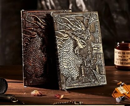 Best Writing Journal MEDIEVAL DRAGON 3D Travel Summer camp  Notebook 2 sided illustrated Embossed therapy journal gifts  Silver or Bronze - Image 3