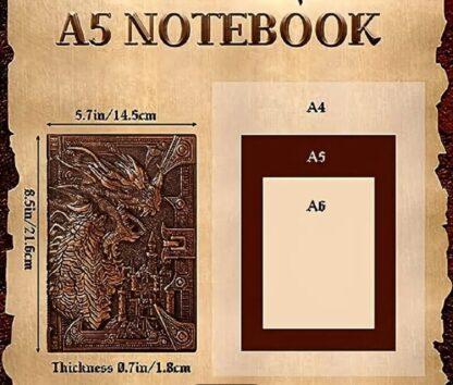 Best Writing Journal MEDIEVAL DRAGON 3D Travel Summer camp  Notebook 2 sided illustrated Embossed therapy journal gifts  Silver or Bronze - Image 7