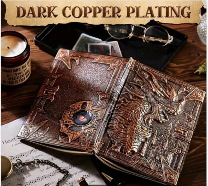 Best Writing Journal MEDIEVAL DRAGON 3D Travel Summer camp  Notebook 2 sided illustrated Embossed therapy journal gifts  Silver or Bronze - Image 5