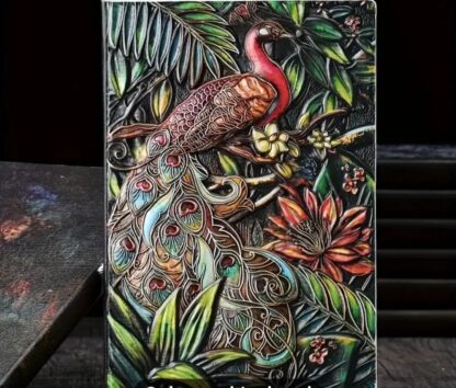 Best Writing Journal  3D Embossed PEACOCK Travel School Notebook Diart Full color 2 sided  A5