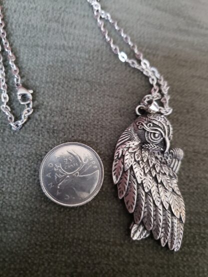 OWL Lovers! Vintage Style 3 inch tall  Antique Silver Owl Pendant Fine Detailed w 22inch chain! Spirit animal - Image 2