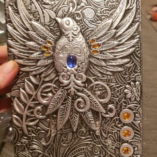 Stunning PHOENIX writing book embossed travel journal notebook writing diary illustrated w jewels double sided !