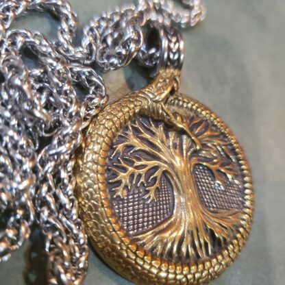 Thick Solid Silvery Medallion Tree Of Life- Serpent Large 1/4 inch  Best  Norse Celtic gifts Pendant - Image 7