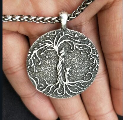 Canada's Best Nice Vikings Valhalla Norse  Mythology Mother & Child "Tree of Life" Silvery Medallion Necklace gift - Image 3