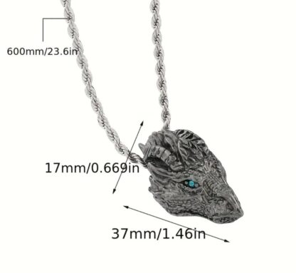 Best Silvery DRAGON Head Metal Pendant w 22 inch silver  chain. gorgeous nice viking gift - Image 8