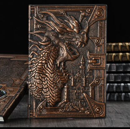 Best Writing Journal MEDIEVAL DRAGON 3D Travel Summer camp  Notebook 2 sided illustrated Embossed therapy journal gifts  Silver or Bronze - Image 4