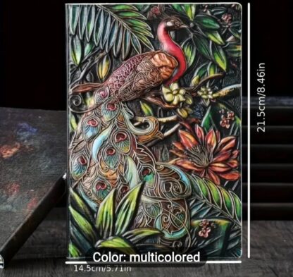 Best Writing Journal  3D Embossed PEACOCK Travel School Notebook Diart Full color 2 sided  A5 - Image 3