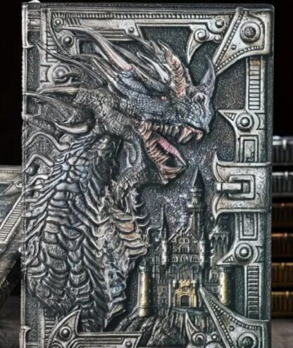 Best Writing Journal MEDIEVAL DRAGON 3D Travel Summer camp  Notebook 2 sided illustrated Embossed therapy journal gifts  Silver or Bronze