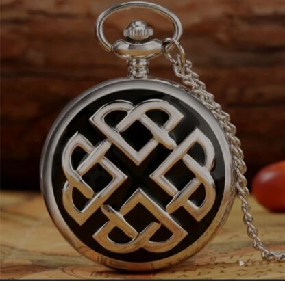 Celtic Pocket-watch Detailed Embossed Enamel Celtic Knotwork
