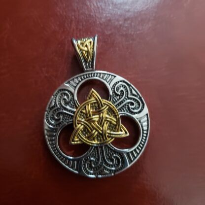 Viking Medallion 2 tone or Antique Silver- Triquerta Vikings Pendant w 22inch Silvery Chain - Image 9