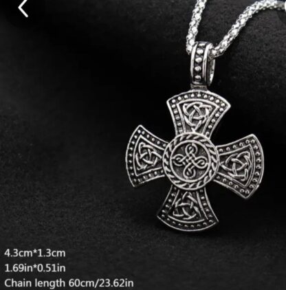 Fathers Day Sale Valhalla Vikings Norse Mythology  Celtic Cross w Knotwork Designs- Comes w 22 inch Silvery Rope Chain gifts for him