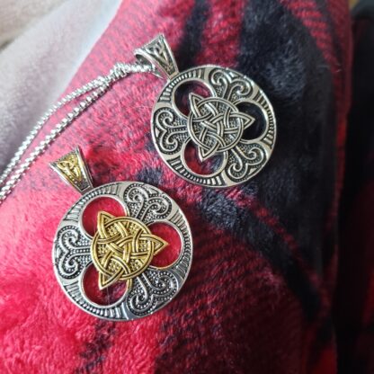 Viking Medallion 2 tone or Antique Silver- Triquerta Vikings Pendant w 22inch Silvery Chain - Image 10