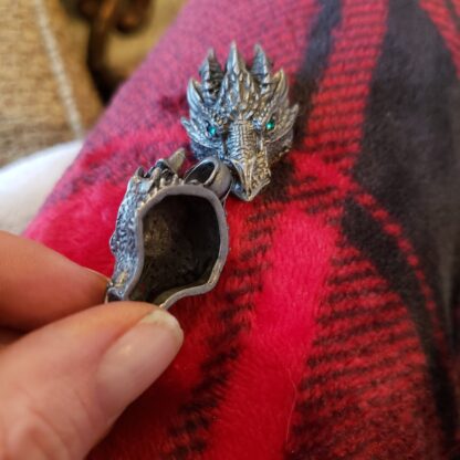 Best Silvery DRAGON Head Metal Pendant w 22 inch silver  chain. gorgeous nice viking gift - Image 6