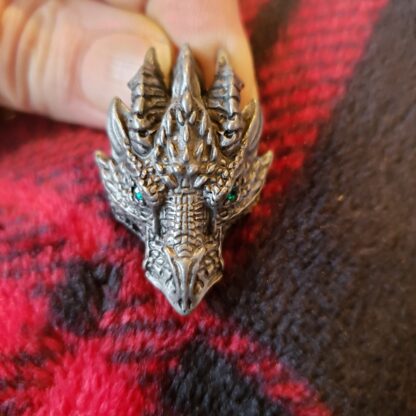 Best Silvery DRAGON Head Metal Pendant w 22 inch silver  chain. gorgeous nice viking gift - Image 2