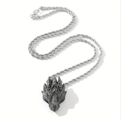 Best Silvery DRAGON Head Metal Pendant w 22 inch silver  chain. gorgeous nice viking gift - Image 7