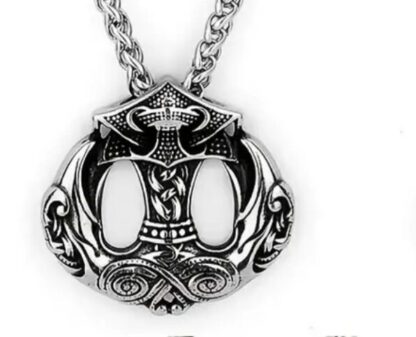 Unique -Solid Stainless Odin Norse Battle Hammer w Double Ravens Medallion w rope chain gift - Image 2