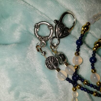 UNIQUE-Lapis Lazuli Gemstone Necklace w White Agate Handmade Designer - 24 inch long semi precious gift - Image 8