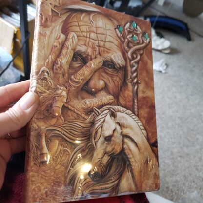 Best Writing Journal Book WIZARD Mage 3D  w JEWELED STAFF+ Horse travel manifesting  blank Diary Workbook Notebook school - Image 3