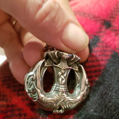 Unique -Solid Stainless Odin Norse Battle Hammer w Double Ravens Medallion w rope chain gift - Image 7