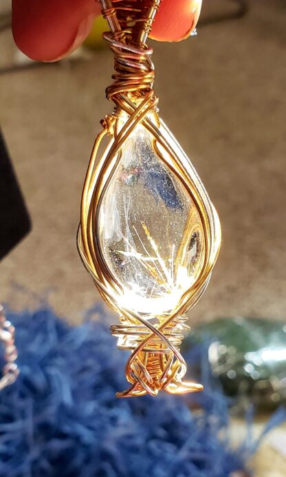 Unique Design ! Clear Rutilated Quartz w 925 Silver -Natural Gemstone Large Handmade Pendant semi precious Elven - Image 6
