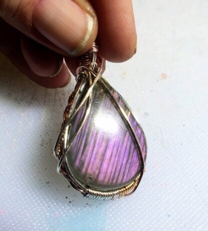 VERES™ AAA Pink Labradorite  Striped (Canadian) Silver Gemstone Pendant w 22inch-2.5mm-Solid 925 Sterling Silver Chain-Exceptional & Rare - Image 7