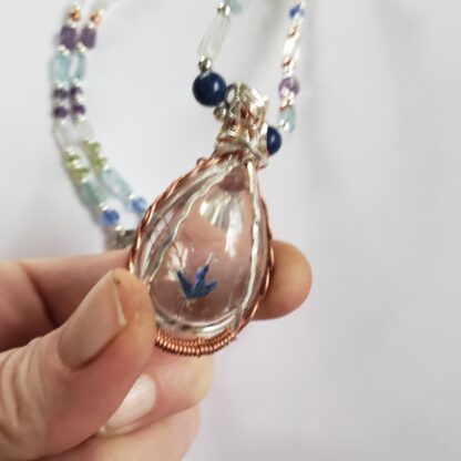 AAAA+ Salt Purified & Full Moon Charged Rutilated Quartz in Copper Pendant + 8 Semi Precious Gemstone - Image 3