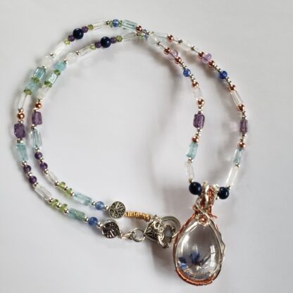 AAAA+ Salt Purified & Full Moon Charged Rutilated Quartz in Copper Pendant + 8 Semi Precious Gemstone