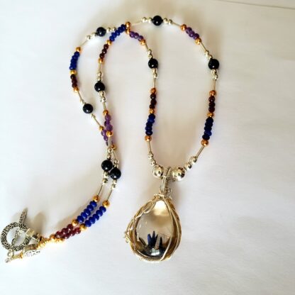 VERES™CLEAR RUTILE Quartz Necklace Smoky Gemstone Celtic Designs Handcrafted 925 Silver Pendant + Semi Precious Beads Elven jewelry - Image 5