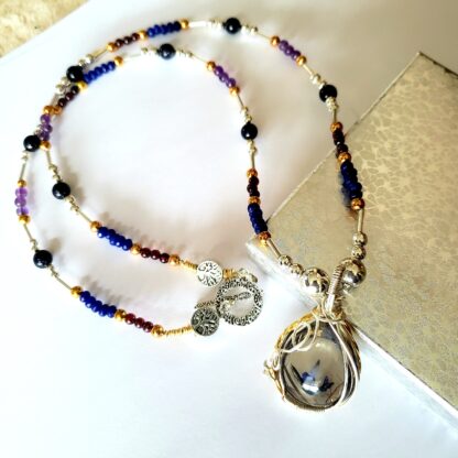 VERES™CLEAR RUTILE Quartz Necklace Smoky Gemstone Celtic Designs Handcrafted 925 Silver Pendant + Semi Precious Beads Elven jewelry - Image 9