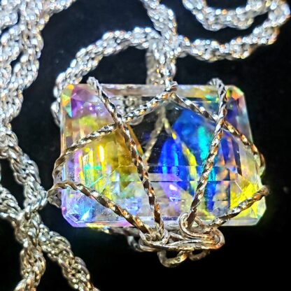 VERES™ 31ct Emerald Cut Clear Light Mystic Topaz Necklace Pendant+ Solid 925 Sterling Silver ROPE Chain mothers day - Image 4