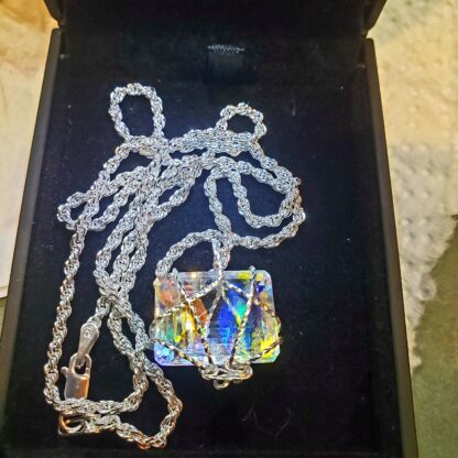 VERES™ 31ct Emerald Cut Clear Light Mystic Topaz Necklace Pendant+ Solid 925 Sterling Silver ROPE Chain mothers day - Image 3