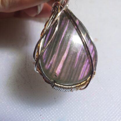 VERES™ AAA Pink Labradorite  Striped (Canadian) Silver Gemstone Pendant w 22inch-2.5mm-Solid 925 Sterling Silver Chain-Exceptional & Rare - Image 6