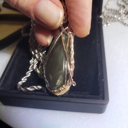 VERES™ AAA Pink Labradorite  Striped (Canadian) Silver Gemstone Pendant w 22inch-2.5mm-Solid 925 Sterling Silver Chain-Exceptional & Rare - Image 9