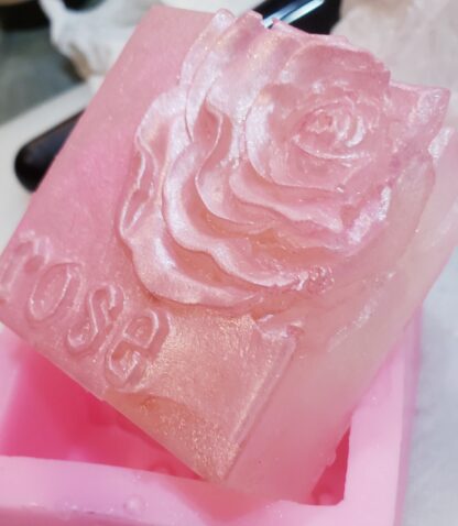 Anti Aging Himalayan ROSE  Essential OIL Salt Soap w Loofah EXFOLIATING-1 Side Himalayan Pink Salt-1 Side Loofah- Holistic Skincare - Image 8