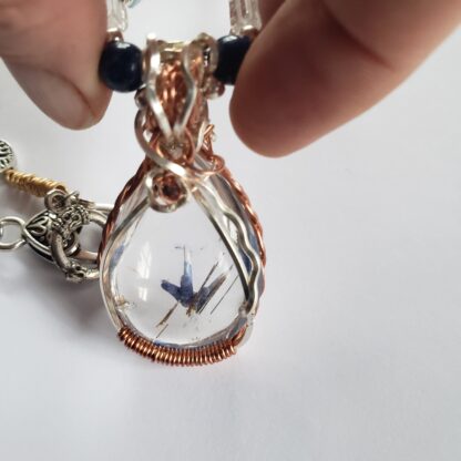 AAAA+ Salt Purified & Full Moon Charged Rutilated Quartz in Copper Pendant + 8 Semi Precious Gemstone - Image 5