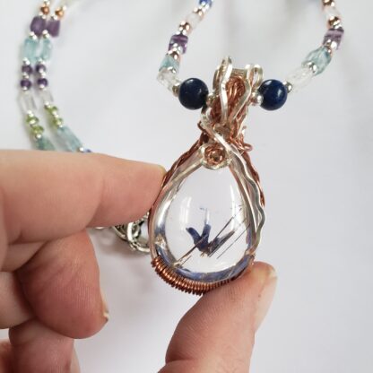 AAAA+ Salt Purified & Full Moon Charged Rutilated Quartz in Copper Pendant + 8 Semi Precious Gemstone - Image 6