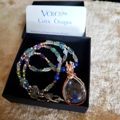 AAAA+ Salt Purified & Full Moon Charged Rutilated Quartz in Copper Pendant + 8 Semi Precious Gemstone - Image 8
