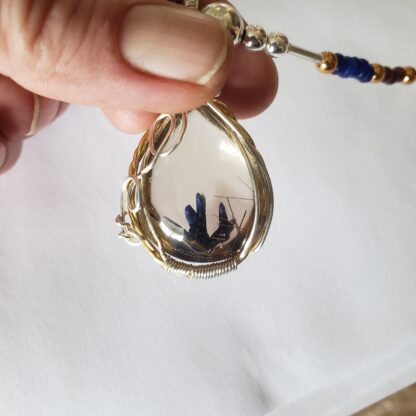 VERES™CLEAR RUTILE Quartz Necklace Smoky Gemstone Celtic Designs Handcrafted 925 Silver Pendant + Semi Precious Beads Elven jewelry - Image 6