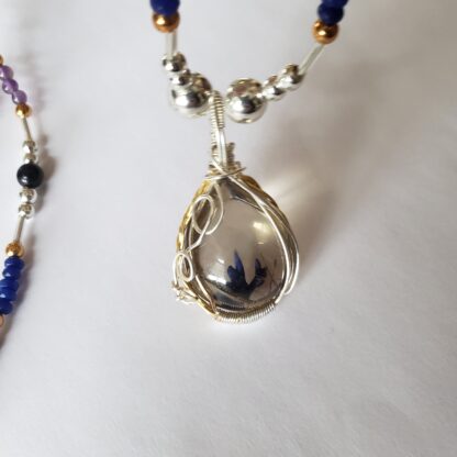VERES™CLEAR RUTILE Quartz Necklace Smoky Gemstone Celtic Designs Handcrafted 925 Silver Pendant + Semi Precious Beads Elven jewelry - Image 7