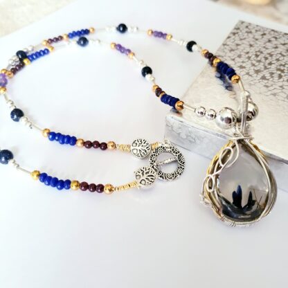 VERES™CLEAR RUTILE Quartz Necklace Smoky Gemstone Celtic Designs Handcrafted 925 Silver Pendant + Semi Precious Beads Elven jewelry - Image 2