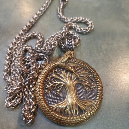 Thick Solid Silvery Medallion Tree Of Life- Serpent Large 1/4 inch  Best  Norse Celtic gifts Pendant - Image 5