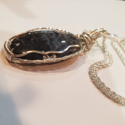 VERES™ 68ct Black Forest DENDRITE  Pendant-Natural Painting"Whistler BC" River Black Forest  Dendrite w Solid Sterling Silver Chain - Image 3