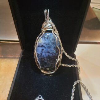 VERES™ 68ct Black Forest DENDRITE  Pendant-Natural Painting"Whistler BC" River Black Forest  Dendrite w Solid Sterling Silver Chain