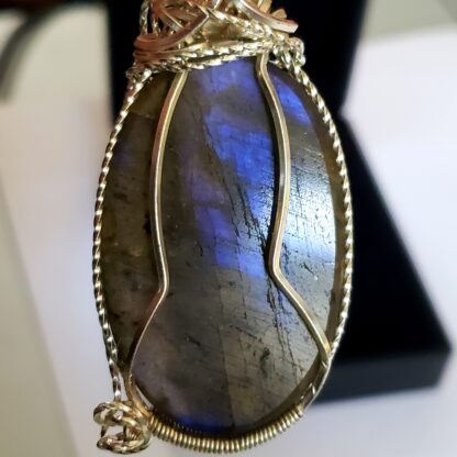 Purple Labradorite Pendant Designer VERES™ 89ct AAA Exceptional UNtreated w 24inch 2mm-Solid .925 Sterling Silver Wheat Chain - Image 9