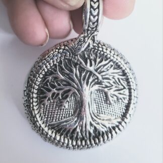 Thick Solid Silvery Medallion Tree Of Life- Serpent Large 1/4 inch  Best  Norse Celtic gifts Pendant