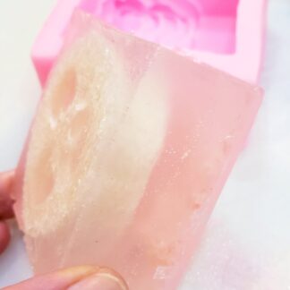 Anti Aging Himalayan ROSE  Essential OIL Salt Soap w Loofah EXFOLIATING-1 Side Himalayan Pink Salt-1 Side Loofah- Holistic Skincare