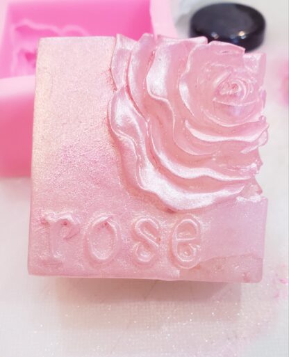 Anti Aging Himalayan ROSE  Essential OIL Salt Soap w Loofah EXFOLIATING-1 Side Himalayan Pink Salt-1 Side Loofah- Holistic Skincare - Image 2